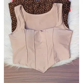 Lançamento Verão: Corselete Bico V com Bojo - Cropped Corset - Laranja verão