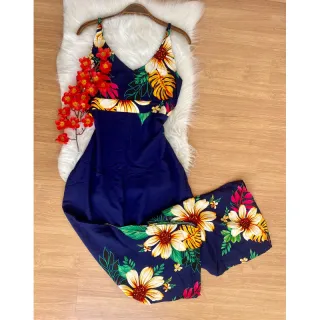 Coleção Verão Macacão Estampado Viscose Longo - Estampa 18