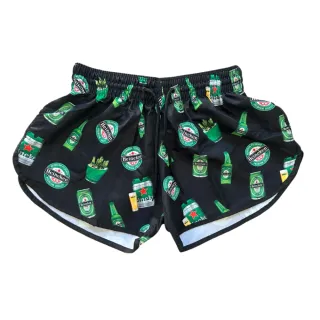 Promoção Short Feminino Estampado Moda Praia Florais Tactel - Verão Piscina - FEM-Preto HNK