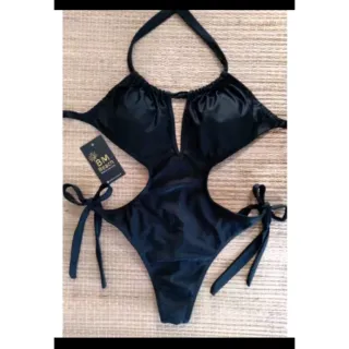 Decotado engana mamãe fio dental maiô BM BEACH - Rosa neon