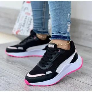 Confortável tênis feminino Puma Summer AC em promoção - Cinza Rosa