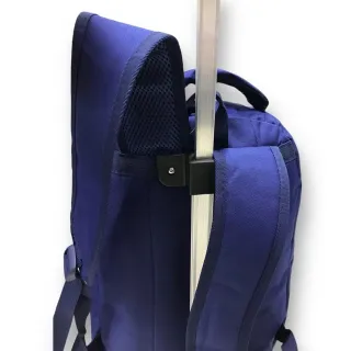 Mochila juvenil e adulto com rodinhas e alças de costas - preta listras brancas