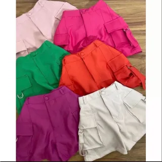 Estiloso Short Feminino de Alfaiataria com Modelagem Cargo - Pink