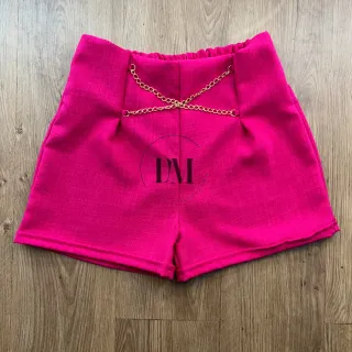 Adulto Shorts Feminino Alfaiataria - Preto