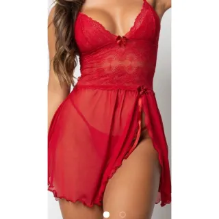 Pijama curto feminino Andreza em tule e renda, transparência elegante e sensual - Raryel - Branco