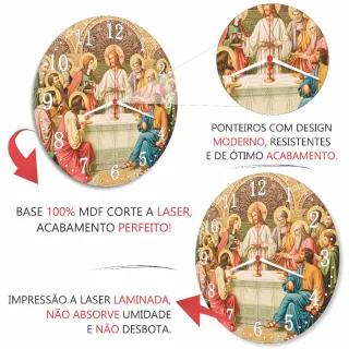 Relógio Decorar Parede Santa Ceia 30cm - Único