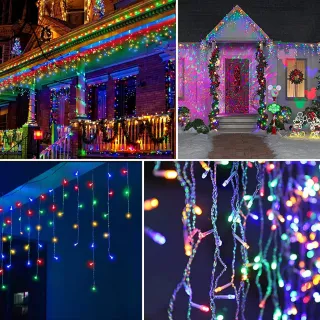 Enfeite de Natal Pisca Pisca Cascata 100 Leds 8 Funções - Raryel - BRANCO FRIO