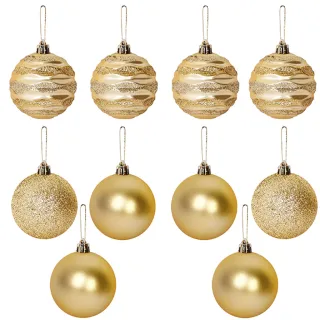 Enfeite Arvore de Natal Bola Grande Vermelha 7cm - Kit com 10 - Kit 10 Diamante Dourado de 7cm