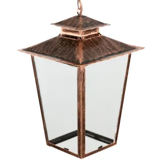 Pendente Colonial Quadrado de Teto Luminária Vidro Transparente - Ouro Velho