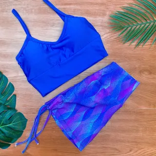 Conjunto Fitness Feminino Estampado - Cropped Top com Bojo e Short de Cordinha Regulagem - Estampa 2