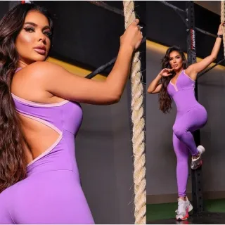Roupas para Academia: Macacão Fitness Feminino Sandy - Longo e Curto - MACACÃO LONGO 11