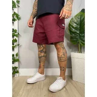 Bermuda Masculina Cargo de Sarja Curta - Vinho