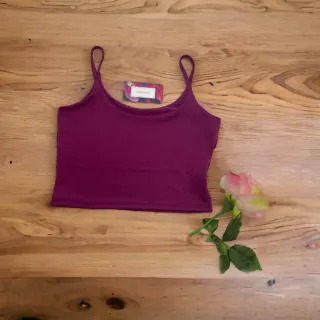 Alça fina suplex cropped feminino casual lisos e estampados em várias cores - Rosa Chiclete