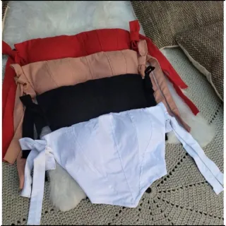 Bojo Cropped Feminino Alça Lacinho Sustentável - Preto