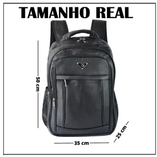 Mochila Grande de Couro Preta Reforçada - Marron
