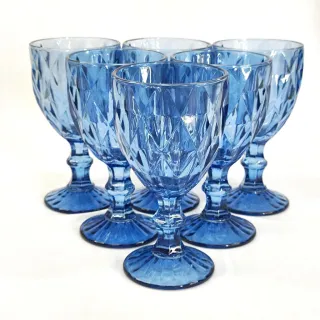 Taças de Vidro Diamante Transparente - Jogo com 6 unidades - Rainbow 300ml