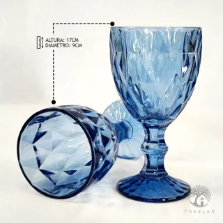 Taças de Vidro Diamante Transparente - Jogo com 6 unidades - Rainbow 300ml