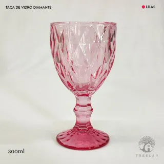 Taças de Vidro Diamante Transparente - Jogo com 6 unidades - Rainbow 300ml