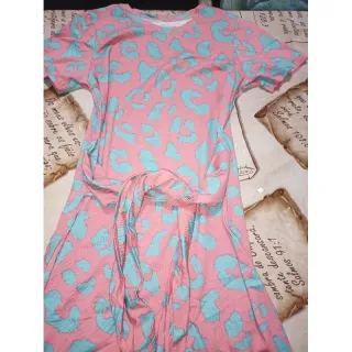 Amarração de lado - Vestido Curto Estampado Animal Print Feminino - Off / marrom e preto