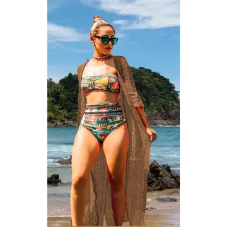 Manga 3/4 Tricot Longa Feminina Saida de Praia - Coral