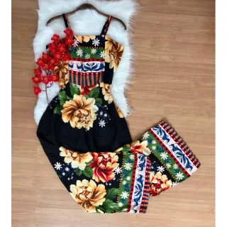 Coleção Verão Macacão Viscose - Estampa 09