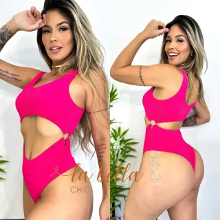 Hot Pants Biquíni Maiô Cavado Decotado Lateral Trançado Costa Nua - Carol Roxo Texturizado