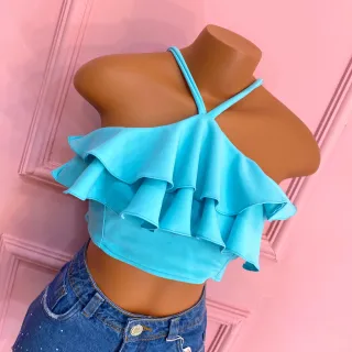 Detalhes nas costas, cropped maravilhoso com alça babado 024 - Magenta