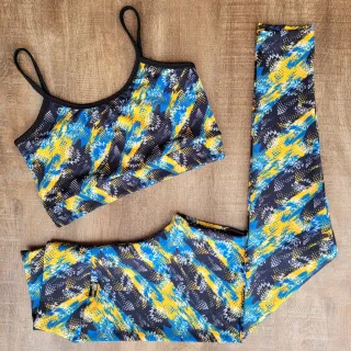 Top Fitness e Calça Legging Conjunto Academia Feminino - Preto