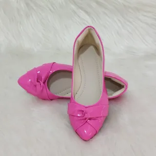 Confortável Sapatilha Casual Feminina Elegante Bico Fino - Do 34 ao 39 - ROSA FOSCO APLIQUE