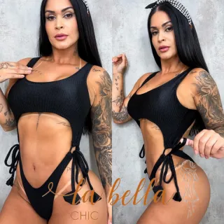 Biquíni Anita Gringo Asa Delta Fio Dental Cavado Amarração Lateral - Drika Fio Rosa/Branco