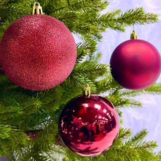 Enfeite Natalino Bolas Lisa Fosca e Com Glitter para Árvore de Natal Pequena - Kit com 15 peças - DOURADA