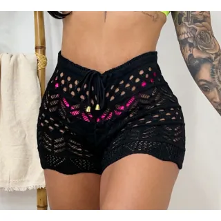 Short de Crochê para Praia e Piscina, Leve e Confortável - Verão Cores Tricot - Púrpura