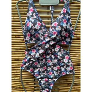 Engana mamãe transpassado maiô - Raryel - Verde /vermelho