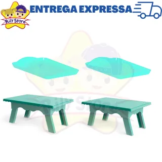 4 Peças Kit Festa: 2 Bandejas Pequenas + 2 Mesinhas Decorativas - Vermelho