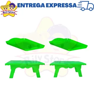 4 Peças Kit Festa: 2 Bandejas Pequenas + 2 Mesinhas Decorativas - Vermelho