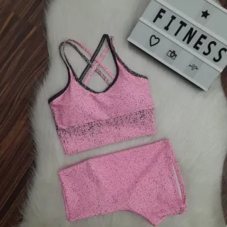 Top e Short Fitiness para Exercícios Físicos - Conjunto de Academia - Rosa