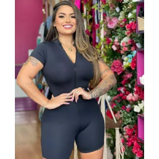 Lançamento: Macaquinho Virginia Gringo Fitness - Tendência Balada - Preto listrado.