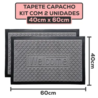 Tapete Capacho Emborrachado Bem Vindo - Kit 2 Unidades - Avelã