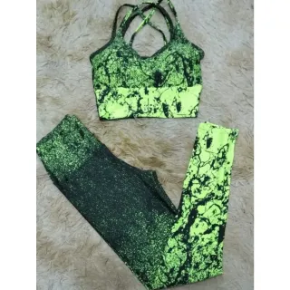 Top e Legging Suplex Fitness Degradê com Costas Cruzadas - Turquesa