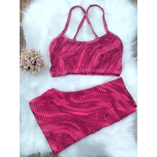 Conjunto Fitness Feminino Veste 36/42 Top + Short Academia Sem Bojo - CJ17