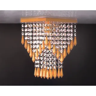 Base Prata - Lustre de Cristal Acrílico 20x20 - Lilás