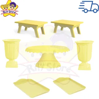 Elegante Kit de Boleira Cake Renda + Mesinhas + Vasos Grego + Bandejas - Vermelho