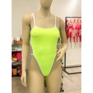 Moda praia: Maiô Body Mel Maia Cavado - Cores neon, azul, verde e rosa - Azul e Branco
