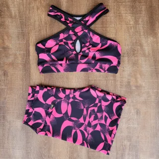 Conjunto Fitness Estampado Feminino - Short e Top para Academia - Estampa 08