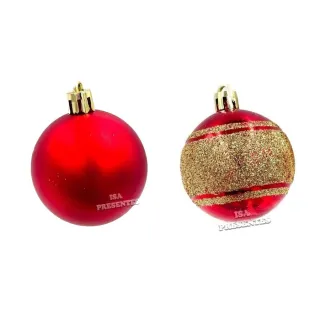 Enfeite Natalino Glitter Bolas Decoradas Kit 6cm - 12UNI / 24UNI / 36UNI - 36 Dourado - P21403(3BOX)