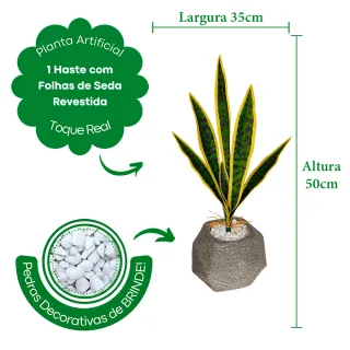 Vaso Decoração Planta Artificial São Jorge Espada Ogum Santa - Esfera Branco