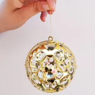 Decoração Árvore Bola Natal Grande Dourada 3D Arabesca Brilhante Fosca 8cm - 6 Unid - Único