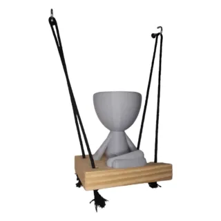 Suculentas e Cactos: Vaso de Parede Mod Sentado Yoga Bob no Balanço - Preto