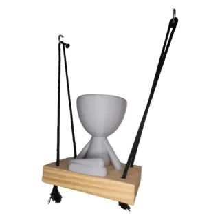 Suculentas e Cactos: Vaso de Parede Mod Sentado Yoga Bob no Balanço - Preto