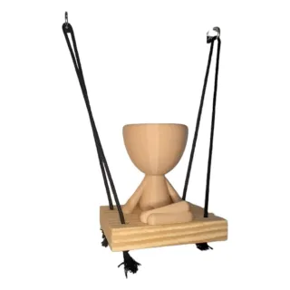 Suculentas e Cactos: Vaso de Parede Mod Sentado Yoga Bob no Balanço - Preto